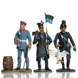 Drei bayerische Soldaten - Uniformfiguren von Kurt Posch, 2. Hälfte 20. Jhdt.
