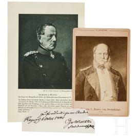 An autograph by Moltke and a portrait of Wilhelm I.