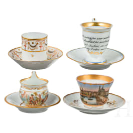 Four Prussian porcelain cups, 19th/20th century