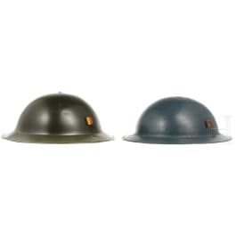 Two Belgian steel helmets M 38