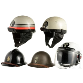 Five French/Belgian helmets of the Gendarmerie