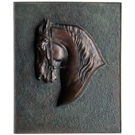 Theodor Kärner (1884 - 1966) - a bronze plaque with a horse's head, 1950ies