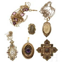 Five pieces of jewellery, mid-19th century
