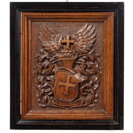 A German carved coat of arms, 20th century