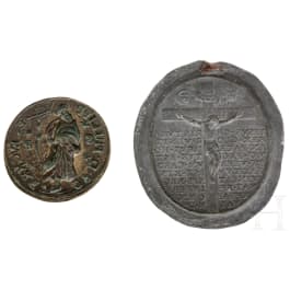 A German religious model and a seal, 17th/19th century (in the style of the 15th century)