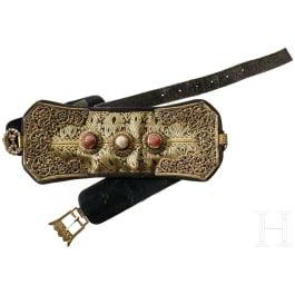 A Tibetan brass-mounted leather belt, circa 1900