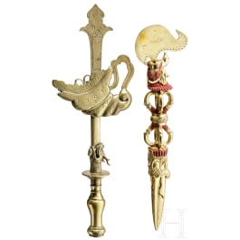 A Chinese ritual axe and phurba