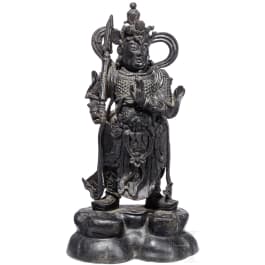 Bronzegussfigur eines Tempelwächters, China, 19./20. Jhdt.
