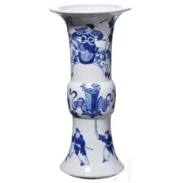 A Chinese white-and-blue Gu-vase, 20th century