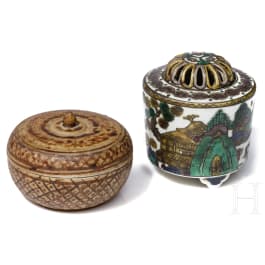 A Japanese incense burner, 18th century and a Siamese lidded box, 14th century