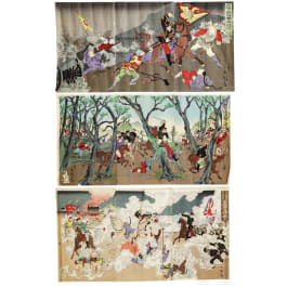 Drei Holzschnitte aus dem Japanisch-Chinesischen Krieg, Japan, Meiji-Periode