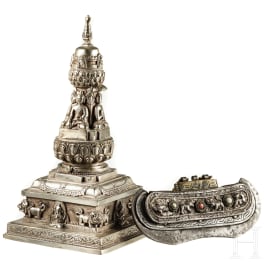 A North Indian silver stupa, 19th century