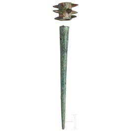 A Western Iranian spiked mace head and a lance shoe, Luristan, 3rd - 2nd millennium B.C.