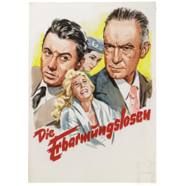 Willi Engelhardt - a gouache movie poster draft for "Die Erbarmungslosen", 1957