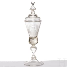 A German glass goblet with cover, circa 1900