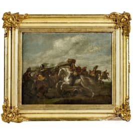 A painting of a cavalry battle in the Thirty Years' War, 19th century