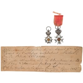 Two miniatures of the Order of the Legion of Honour and a note on a conferment in 1812/1813