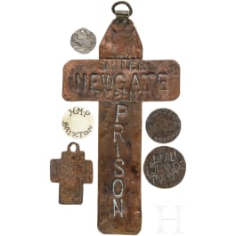 A group of British prison tokens, 19th - 20th century