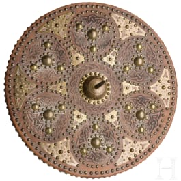 A Scottish wooden round shield (targe), 20th century