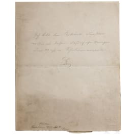 Emperor Franz Joseph I of Austria - a handwritten and initialled order to Court Secretary von Pápay, dated October 10, 1909