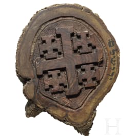 Grand Duke Friedrich I of Baden - an olive-wood souvenir with Jerusalem Cross from the emperor's Palestine journey in 1898