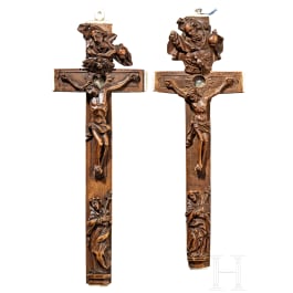 Zwei Reliquien-Kruzifixe, Oberammergau, um 1800