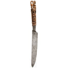 A carved wood-mounted Dutch knife, circa 1600