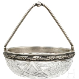 A Russian glass bowl with silver-mounting, St. Petersburg, 1908