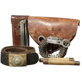 A belt for Prussian troops, a magazine pouch and a pioneer saw