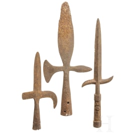 Three heads for German Landwehr pole weapons, 18th century