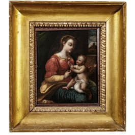 A Madonna with child on copper, Italian, 17th century