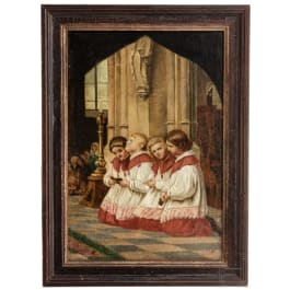 Praying altar boys, oil on canvas, circa 1900