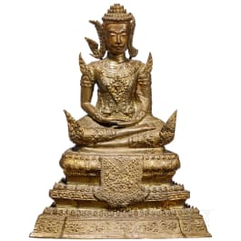 Buddha-Bronzefigur, Thailand, 19. Jhdt.