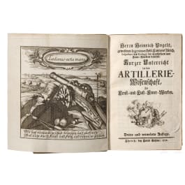 Heinrich Vogels, "Kurzer Unterricht in der Artillerie-Wissenschaft, zu Ernst- und Lust-Feuer-Werken", Zürich, 1756