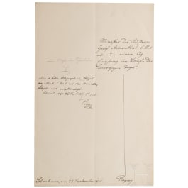 Kaiser Franz Joseph I. von Österreich - eigenhändige Antwort mit Paraphe, datiert "Schönbrunn, am 23. September 1911"