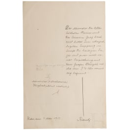Kaiser Franz Joseph I. von Österreich - eigenhändige Antwort mit Paraphe, datiert "Wien, am 4. Mai 1913"