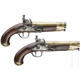 Two flintlock pistols similar to the M an 9 for the Gendarmerie des Ports et Arsenaux