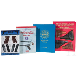 Four books on Service guns and accessories, in English, German and French
