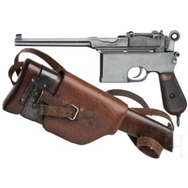 Mauser C 96 Mod. 1899 Flatside, Italian contract, with stock and leather harness