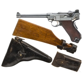 A Luger pistol Mod. 04 (1906) by DWM, with shoulder stock and holster, Torpedo-Division