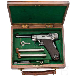 Parabellum Mod. 1906, Vickers Commercial, Dutch-Testwaffe, im Holzkoffer