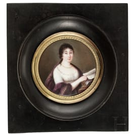 Miniaturportrait einer jungen Frau mit Brief, Paris/Frankreich, um 1810