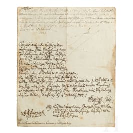 König Friedrich II. von Preußen (1712 - 1786) - eigenhändig signierter Befehl an die "Krieges und Domainen Cammer zu Magdeburg" vom 21. Februar 1777