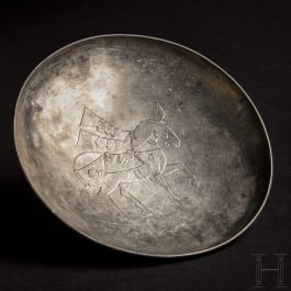 A Sasanian silver dish with depiction of a horse, 4th - 7th century
