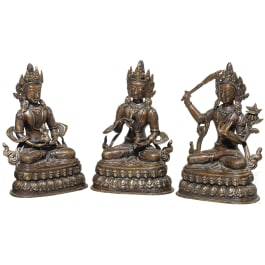 Three Nepalese two-armed Avalokiteshvara statues, 20th century