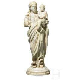 A German ivory figure of Mary Immaculate with child, circa 1700