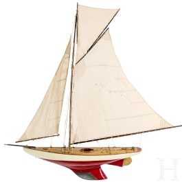 A large wooden sailing yacht model, circa 1930