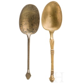 Two German bronze medicine spoons, 17th/18th century