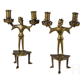 A pair of German candlesticks in Gothic style, circa 1880