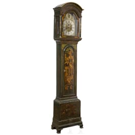 A grandfather clock with chinoiserie laquer painting, William Spicer, London, circa 1800